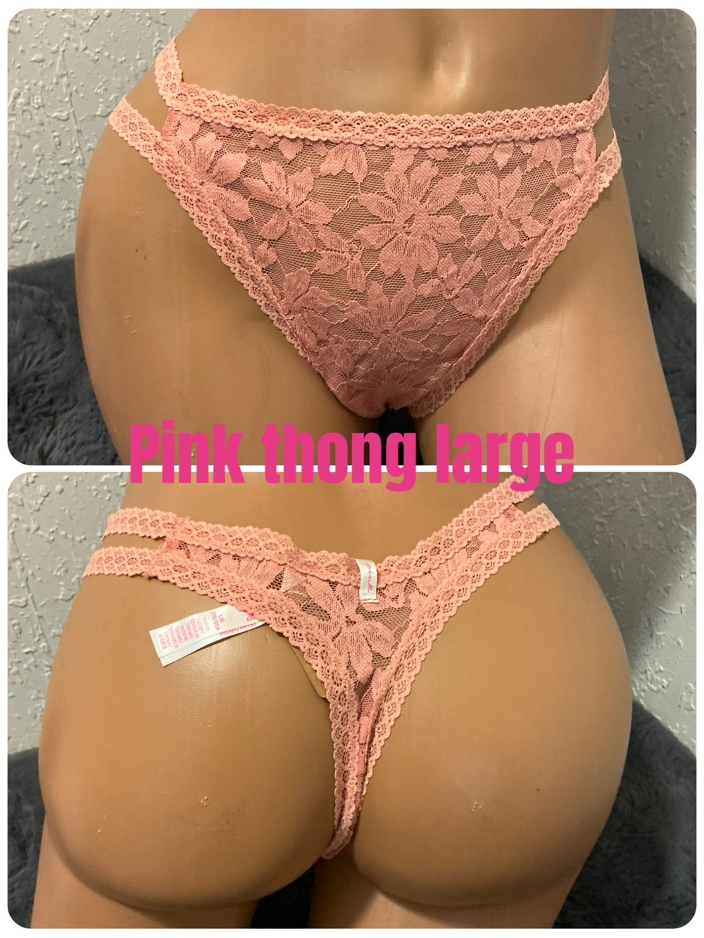 PINK Victoria's Secret Peach Lace Thong